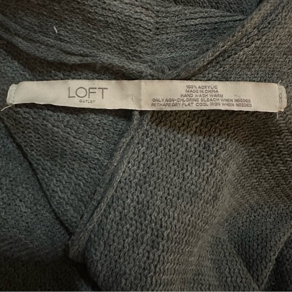 Loft Oversized Gray & White Poncho One Size - Picture 7 of 7